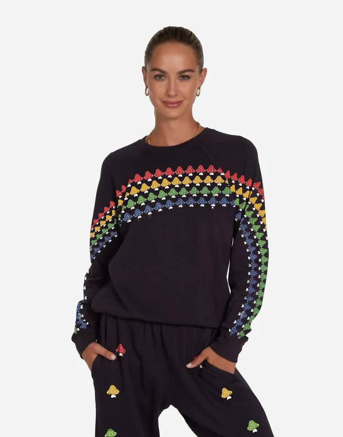 Women039s Anela Rainbow Mushrooms Onyx Lauren Moshi Long Sleeve