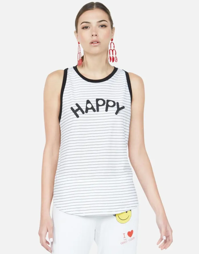 Women039s Aurelia Happy Black Stripe Black Lauren Moshi Tanks