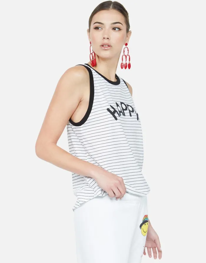 Women039s Aurelia Happy Black Stripe Black Lauren Moshi Tanks