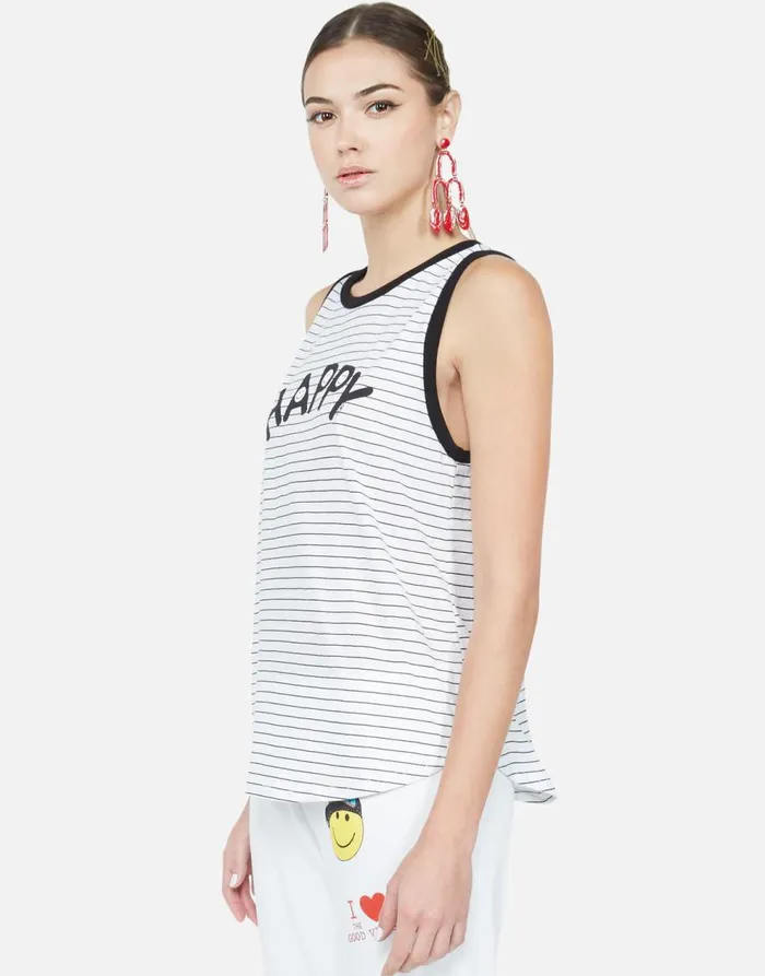 Women039s Aurelia Happy Black Stripe Black Lauren Moshi Tanks