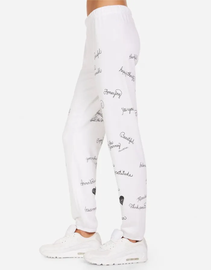 Women039s Brynn Happy Thoughts White Lauren Moshi Long Sweatpants