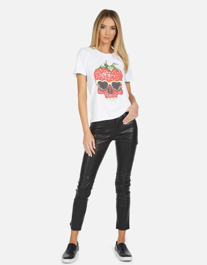 Women039s Croft X Strawberry Skull White Lauren Moshi Short Sleeve