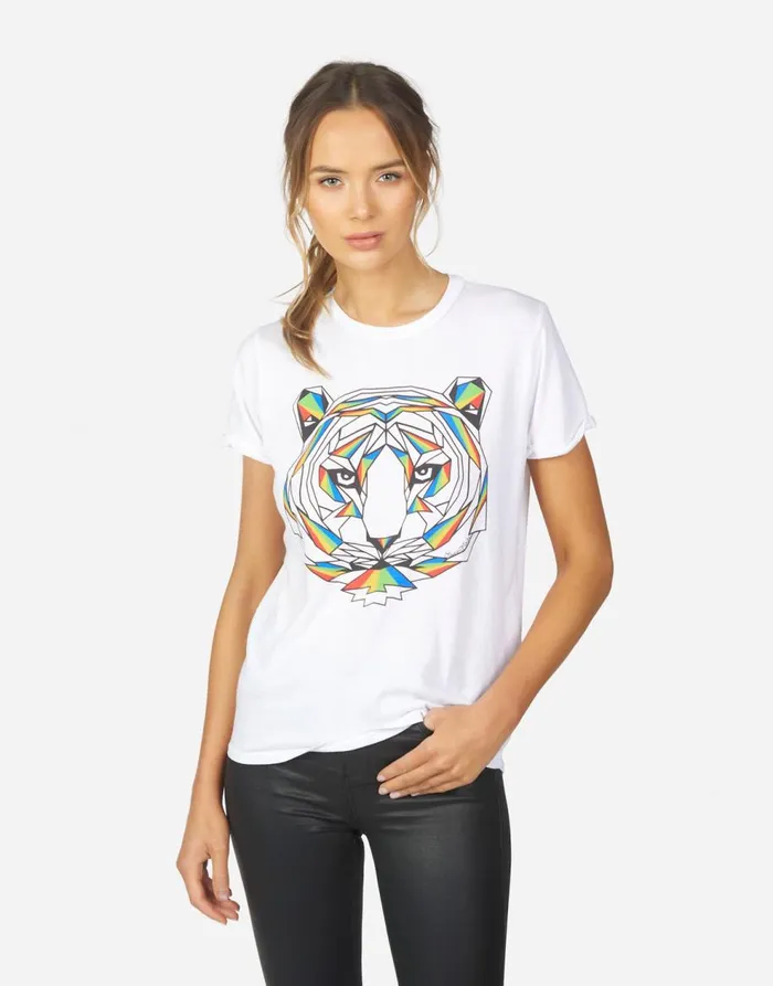 Women039s Edda Geo Tiger White Lauren Moshi Short Sleeve