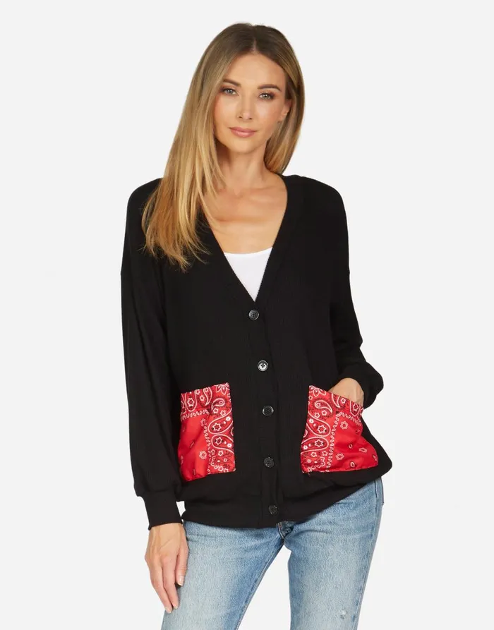 Women039s Ingrid Bandana Lip Black Red Bandana Lauren Moshi Sweaters and Knits Women039s Ingrid Bandana Lip Black Red Bandana Lauren Moshi Sweaters and Knits
