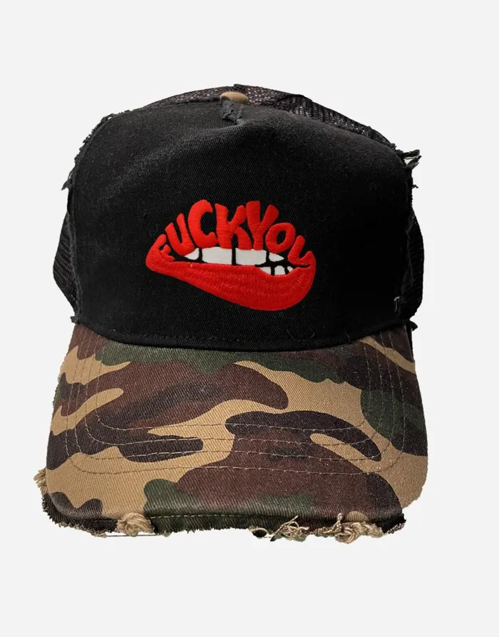 Women039s Jilly F You Biting Lip Blackcamo Lauren Moshi Hats