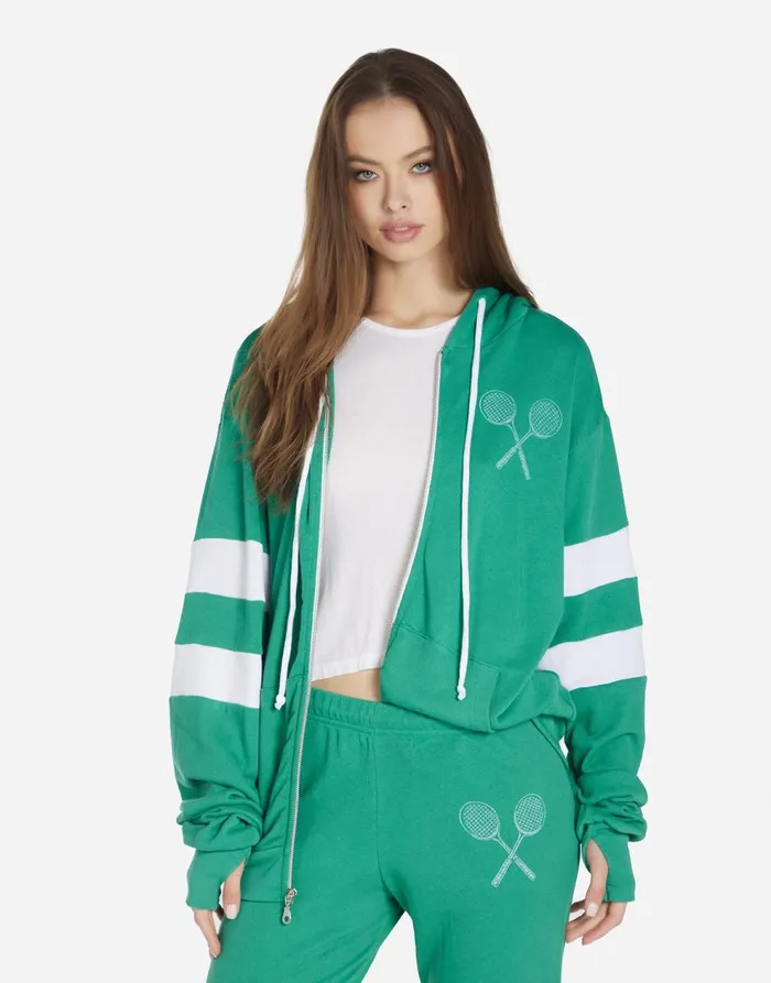 Women039s Jonna Moshi Tennis Club Teal Green White Lauren Moshi Hoodies