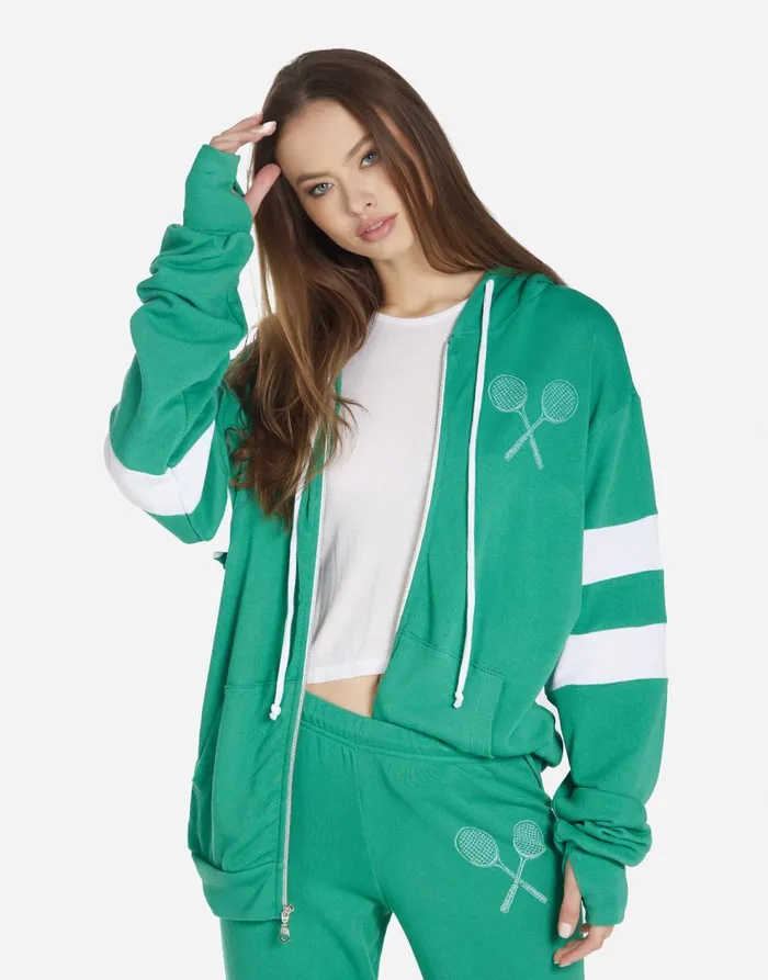 Women039s Jonna Moshi Tennis Club Teal Green White Lauren Moshi Hoodies