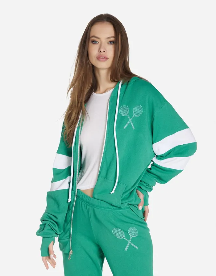 Women039s Jonna Moshi Tennis Club Teal Green White Lauren Moshi Hoodies