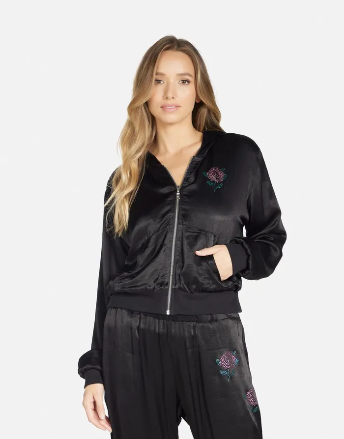 Women039s Kathleen Crystal Roses Black Lauren Moshi Hoodies