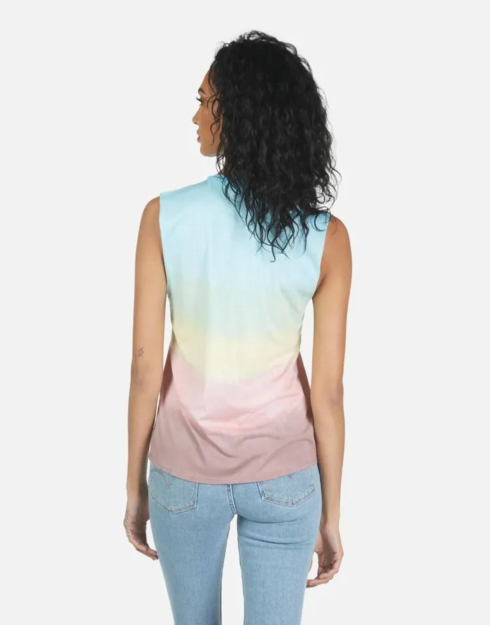 Women039s Kel Text Happy Face Rainbow Ombre Lauren Moshi Tanks