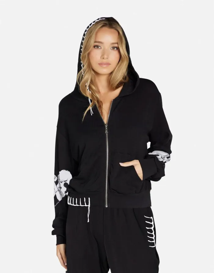 Women039s Lachelle Skull Heart Black Lauren Moshi Hoodies