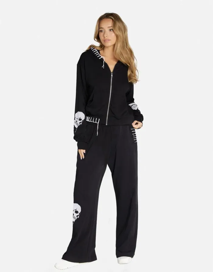 Women039s Lachelle Skull Heart Black Lauren Moshi Hoodies