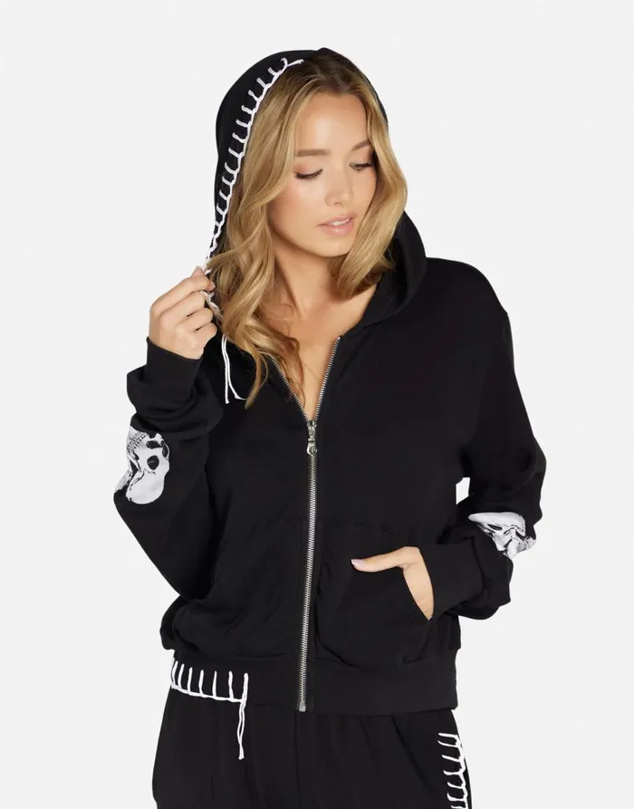 Women039s Lachelle Skull Heart Black Lauren Moshi Hoodies