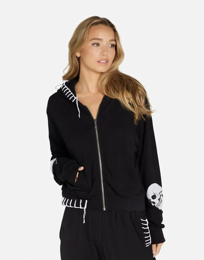 Women039s Lachelle Skull Heart Black Lauren Moshi Hoodies