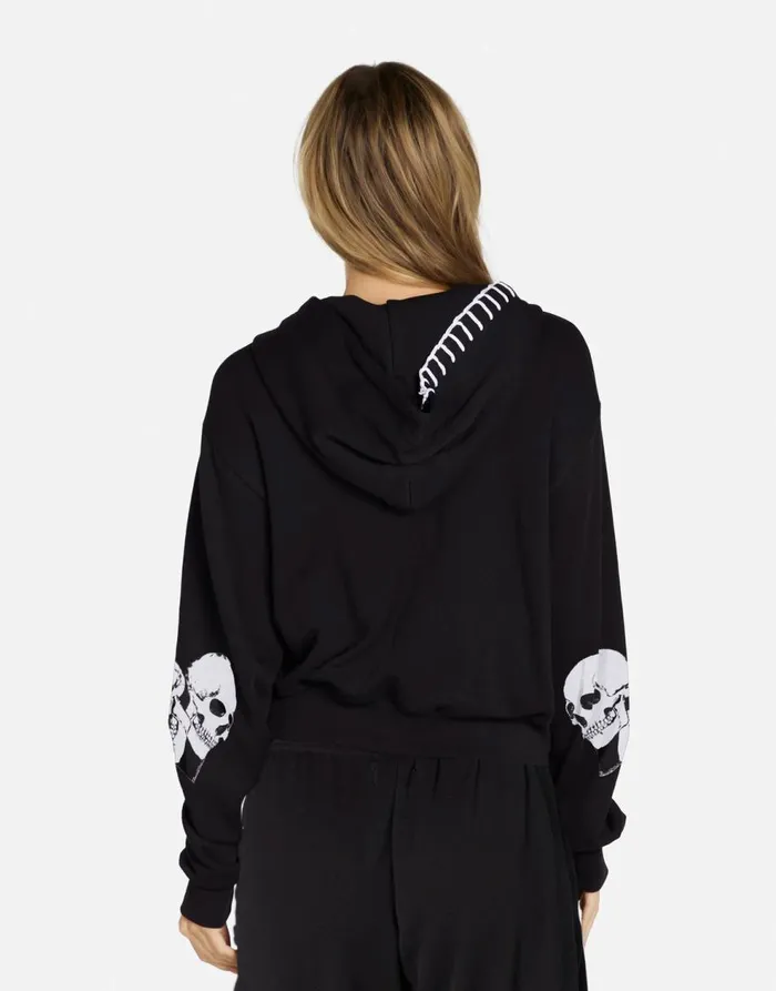 Women039s Lachelle Skull Heart Black Lauren Moshi Hoodies