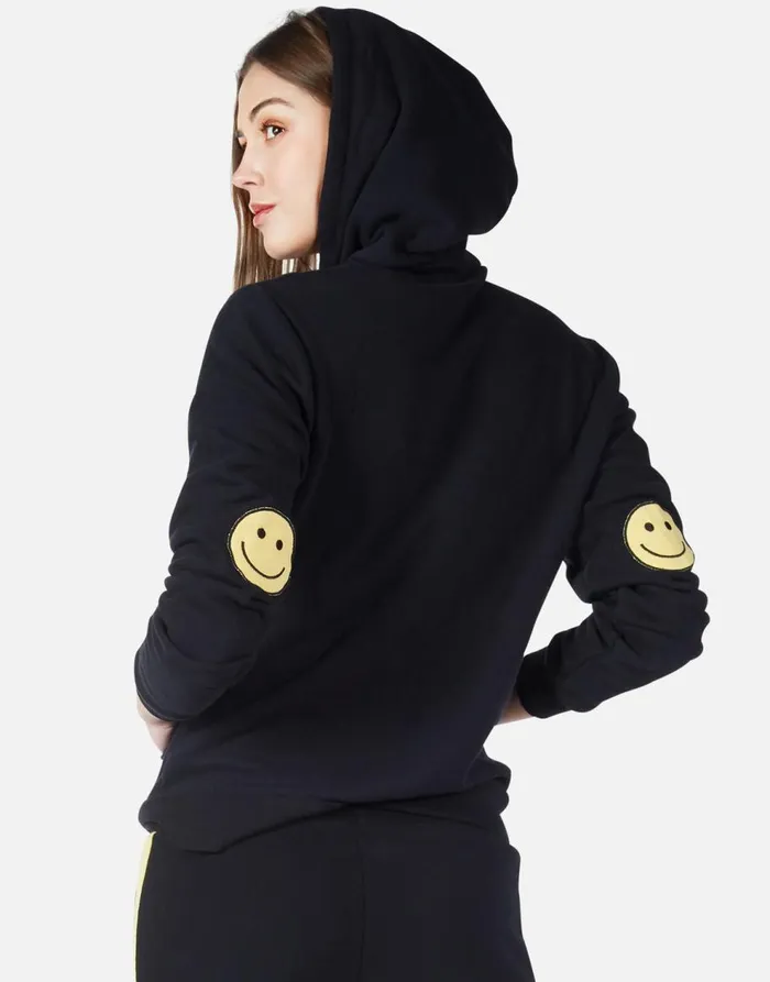 Women039s Lennox Happy Smiley Black Lauren Moshi Hoodies