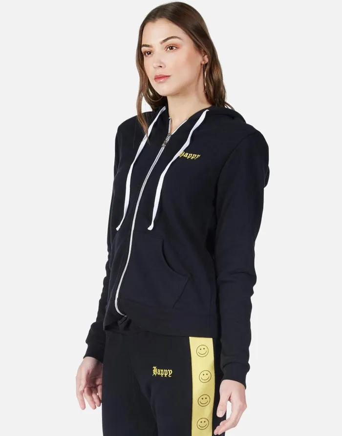 Women039s Lennox Happy Smiley Black Lauren Moshi Hoodies