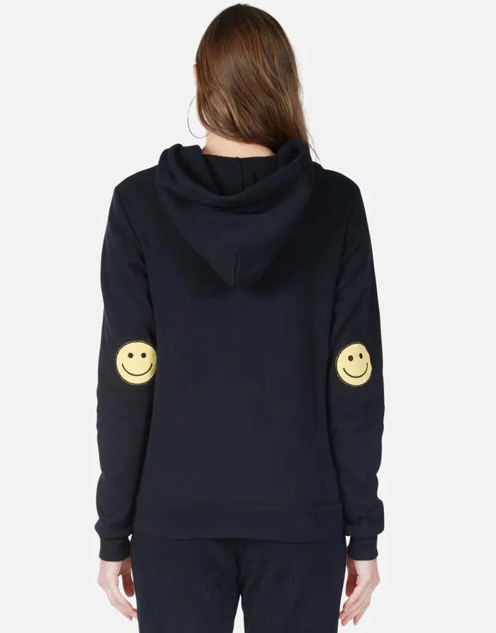 Women039s Lennox Happy Smiley Black Lauren Moshi Hoodies