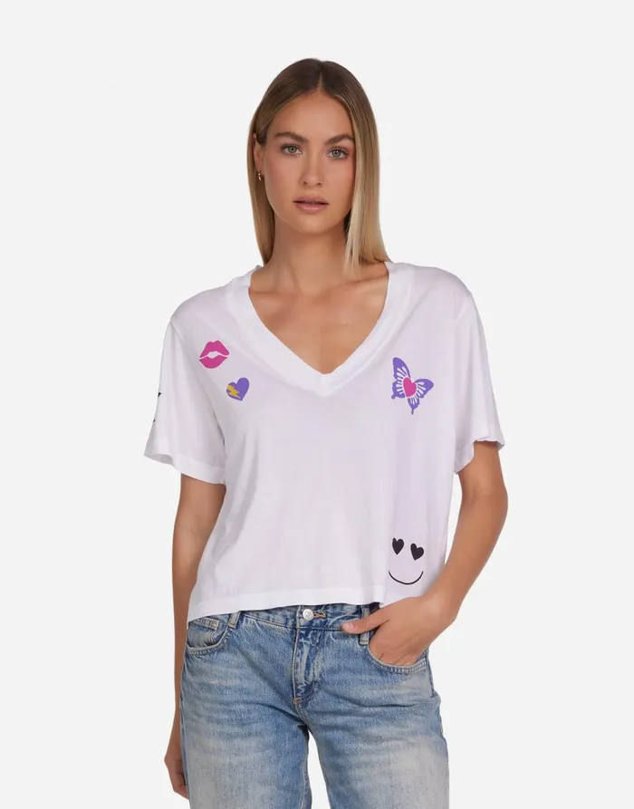 Women039s Lottie Love Collage White Lauren Moshi Short Sleeve