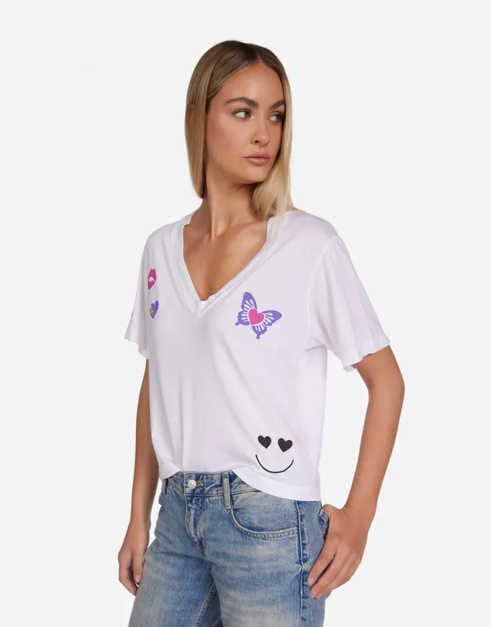 Women039s Lottie Love Collage White Lauren Moshi Short Sleeve