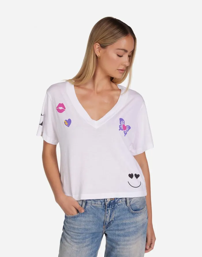 Women039s Lottie Love Collage White Lauren Moshi Short Sleeve
