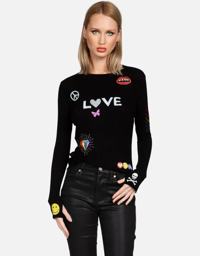 Women039s McKinley 1 Love Black Lauren Moshi Long Sleeve