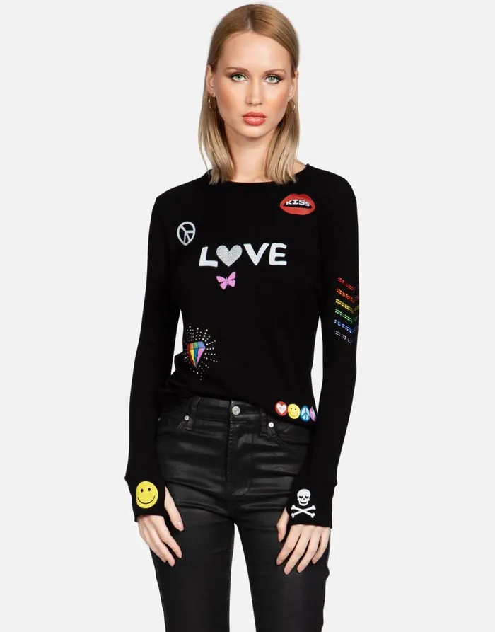 Women039s McKinley 1 Love Black Lauren Moshi Long Sleeve