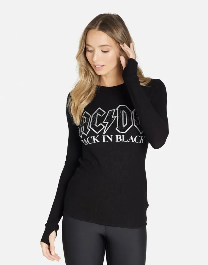 Women039s McKinley ACDC Crystals Black Lauren Moshi Long Sleeve