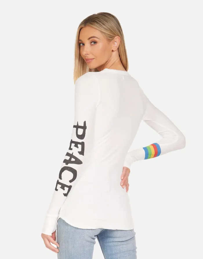 Women039s McKinley Rainbow Peace Skull Milk Lauren Moshi Long Sleeve