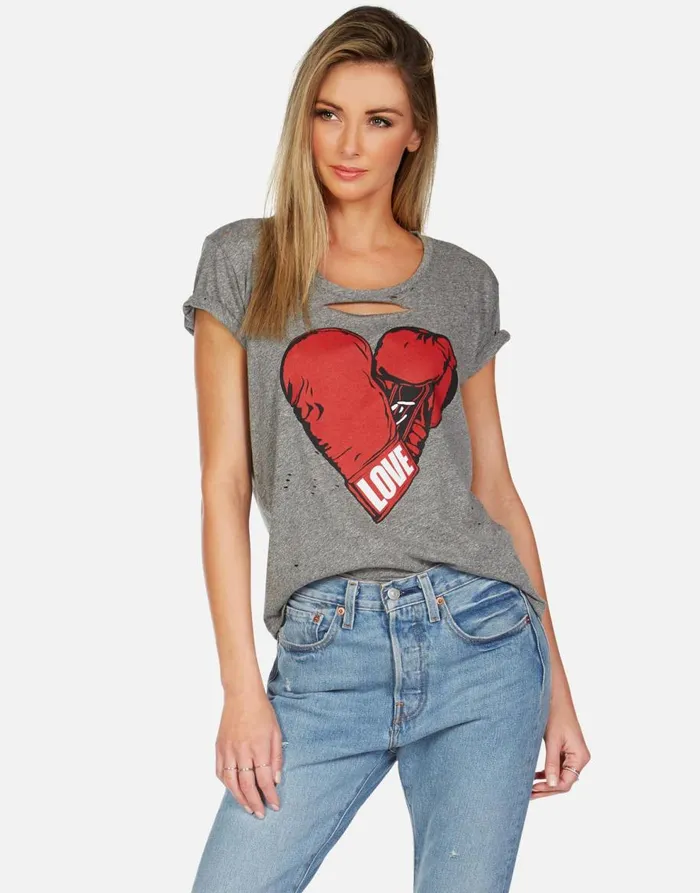 Women039s Myra Love Boxing Heather Grey Lauren Moshi Short Sleeve