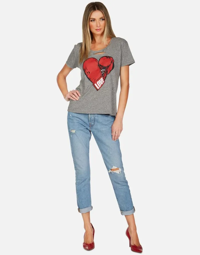 Women039s Myra Love Boxing Heather Grey Lauren Moshi Short Sleeve