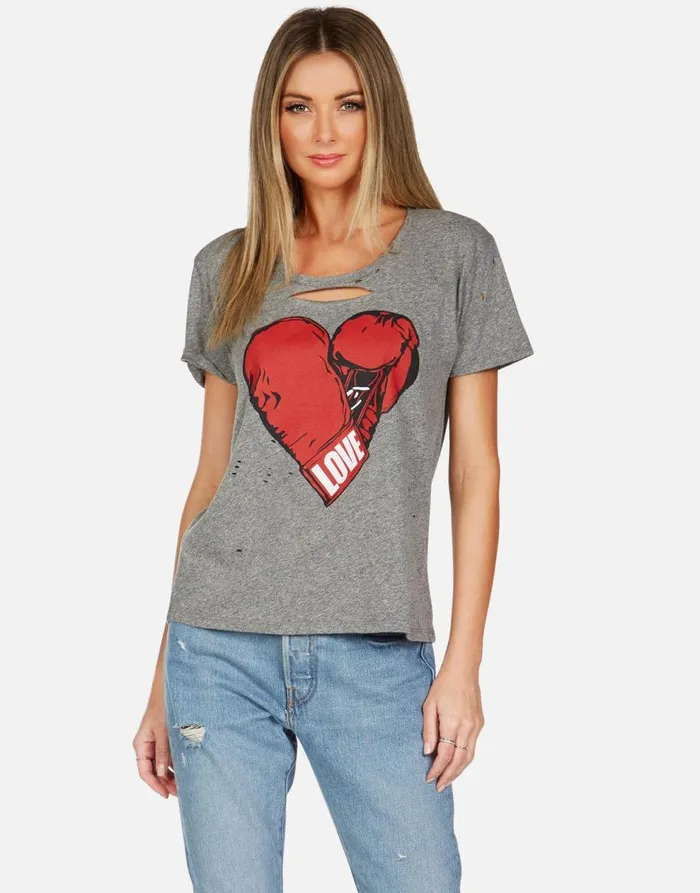 Women039s Myra Love Boxing Heather Grey Lauren Moshi Short Sleeve