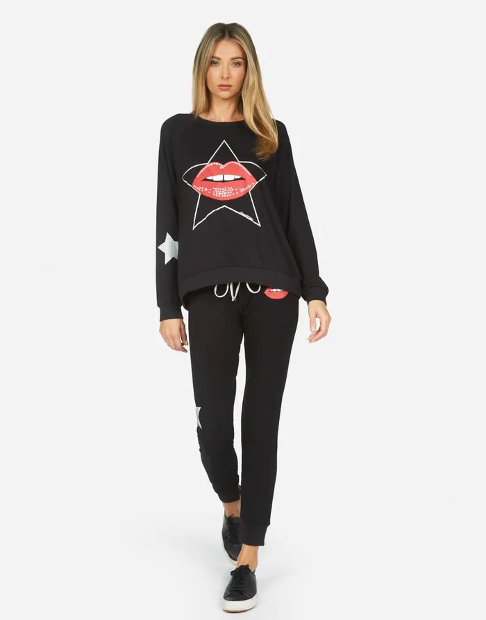 Women039s Noleta Star Lip Black Lauren Moshi Long Sleeve