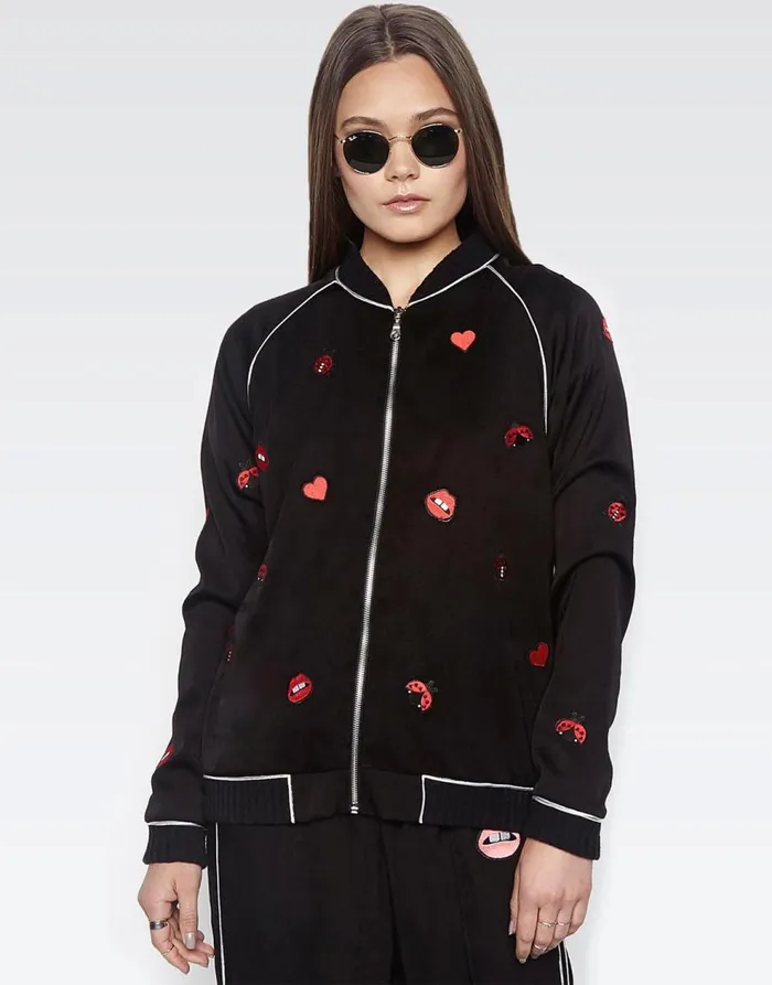 Women039s Paris Ladybug Love Kiss Black Lauren Moshi Jackets