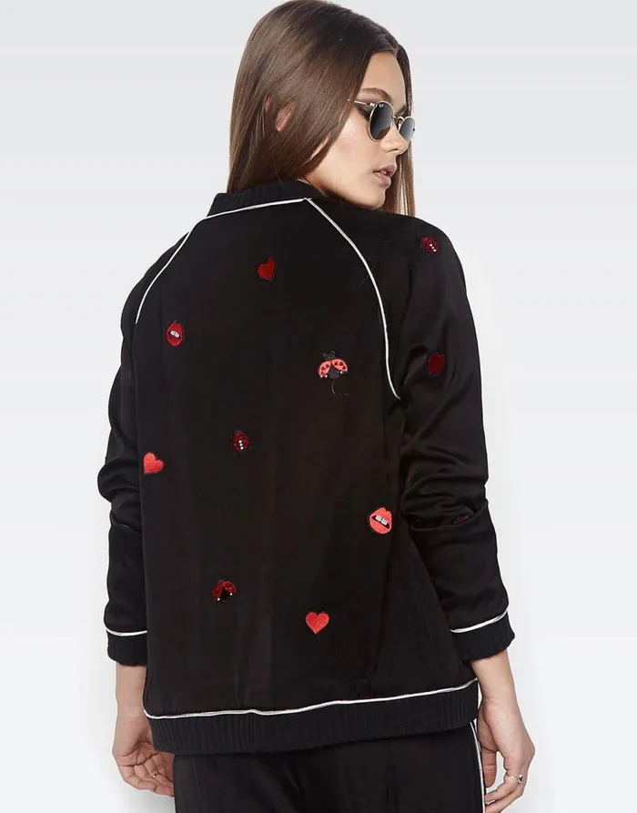 Women039s Paris Ladybug Love Kiss Black Lauren Moshi Jackets