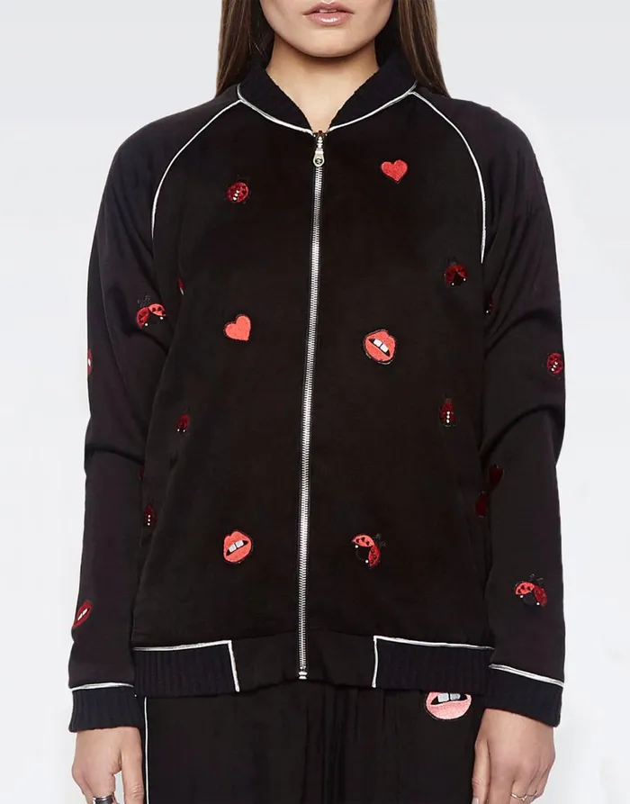 Women039s Paris Ladybug Love Kiss Black Lauren Moshi Jackets