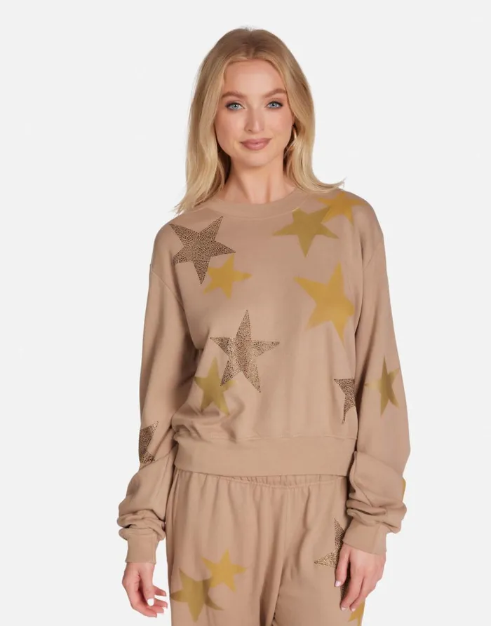 Women039s Spalding Gold Crystal Multi Stars Sand Dune Lauren Moshi Long Sleeve