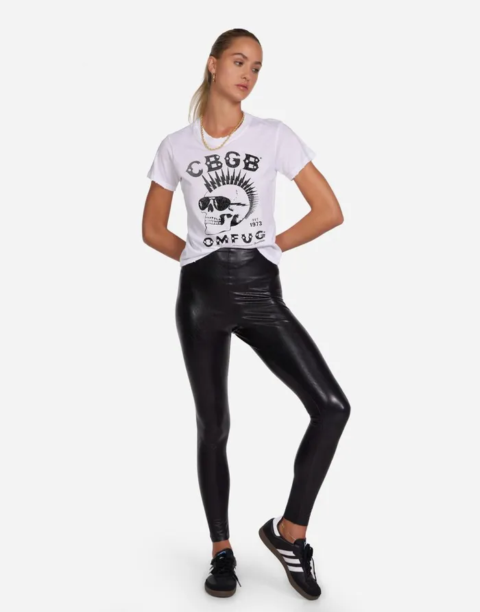 Women039s Ursula Crystal CBGB Punk Skull White Lauren Moshi Short Sleeve