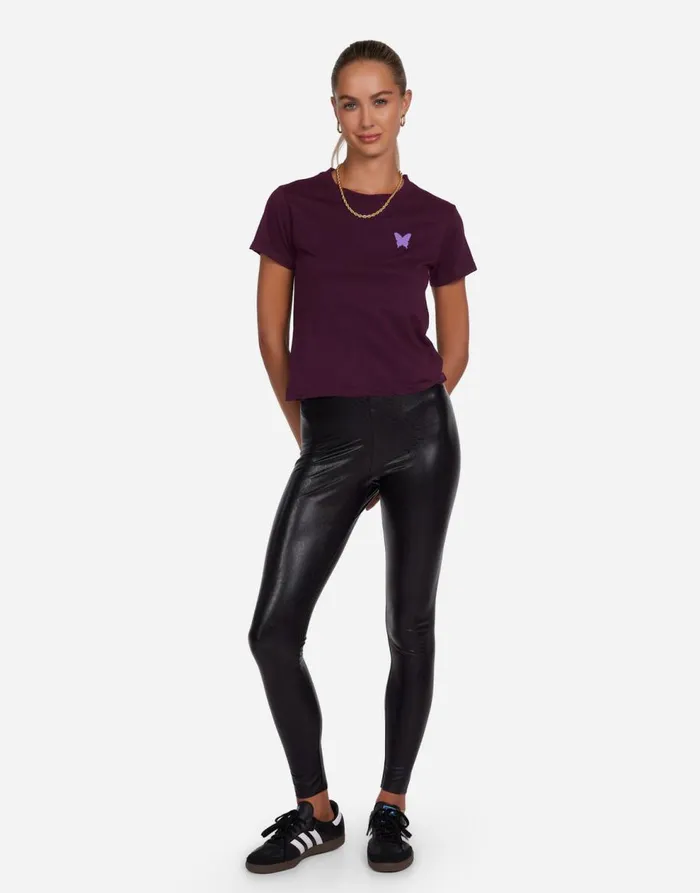 Women039s Ursula Ombre Butterfly Happyface Burgundy Lauren Moshi Short Sleeve