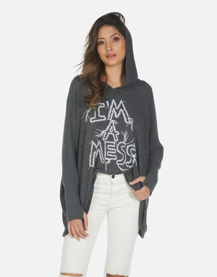Women039s Wilma I039m A Mess Heather Black Lauren Moshi Hoodies