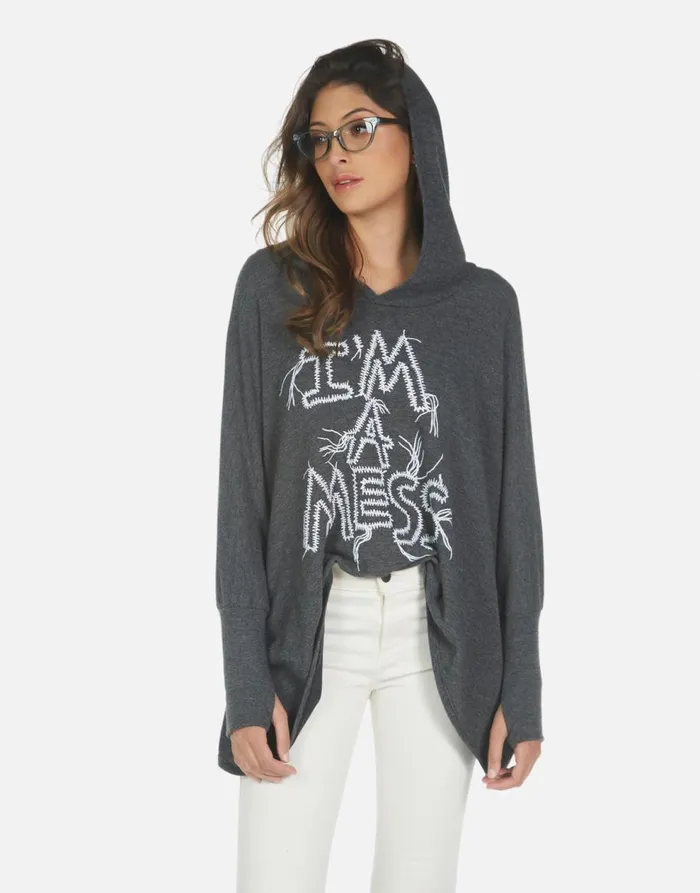 Women039s Wilma I039m A Mess Heather Black Lauren Moshi Hoodies