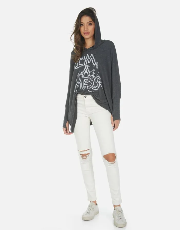 Women039s Wilma I039m A Mess Heather Black Lauren Moshi Hoodies