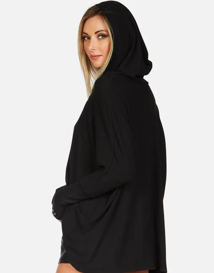 Women039s Wilma X Stitched Heart Elements Black Lauren Moshi Hoodies