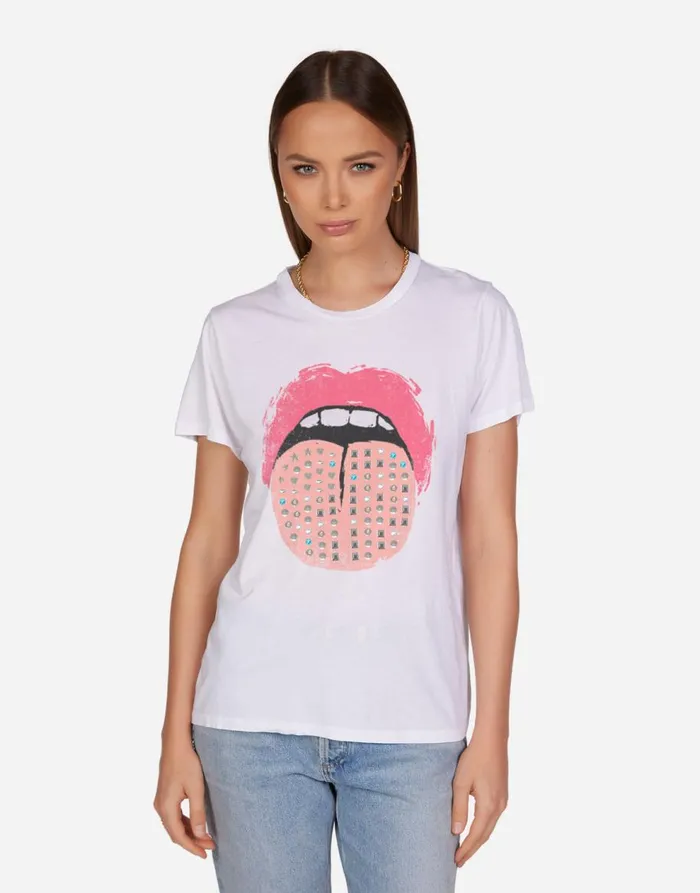 Women039s Wolf Vintage Stud Tongue White Lauren Moshi Short Sleeve