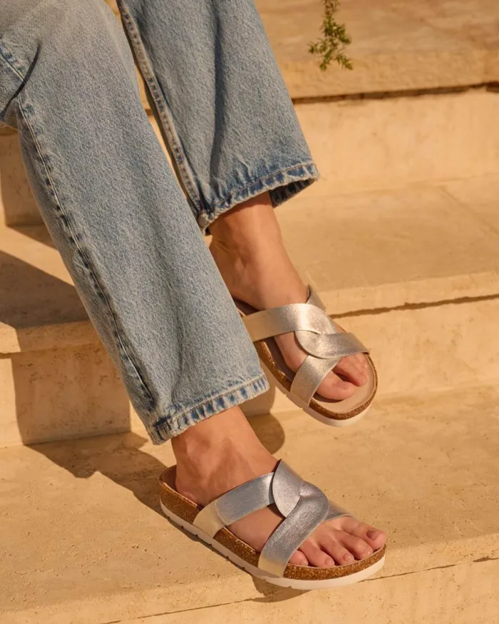 Women ABEO Footwear Sandals Lanai Slide Silver Women ABEO Footwear Sandals Lanai Slide Silver