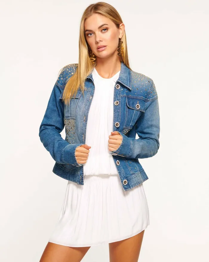 Women Adrianna Embellished Jean Jacket Indigo Ramy Brook Denim