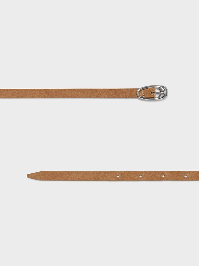 Women Aeyde ELBY CaramelSilver Leather Belt Aeyde Belts