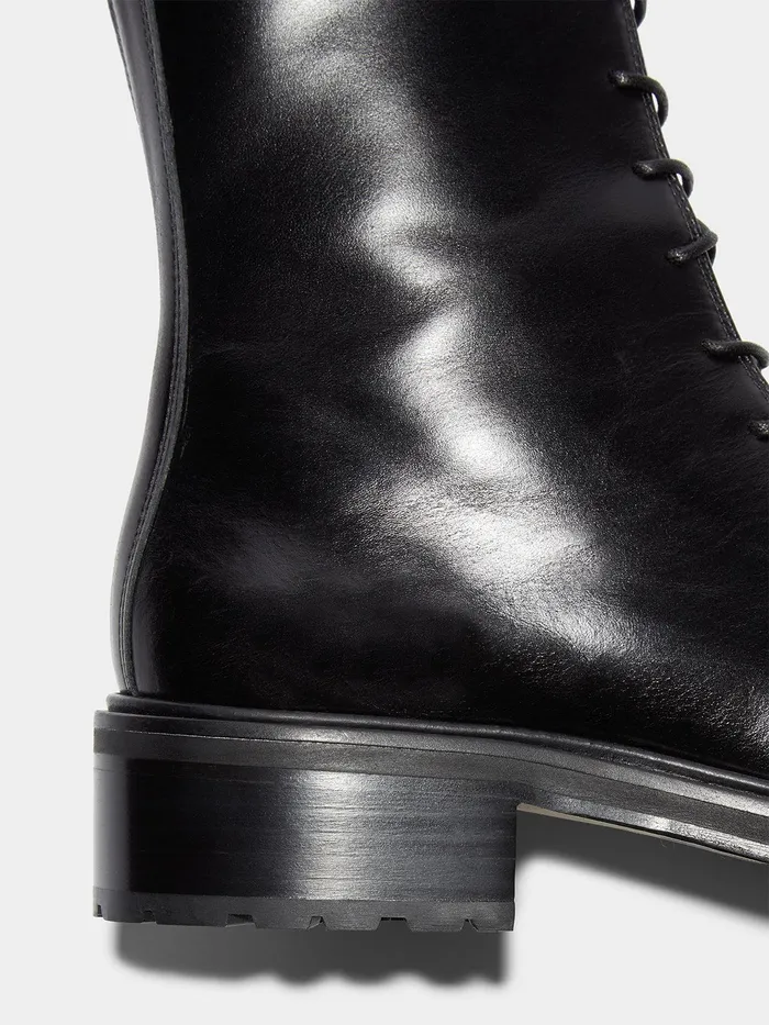 Women Aeyde ISA Black Combat Boot Aeyde Ankle Boots