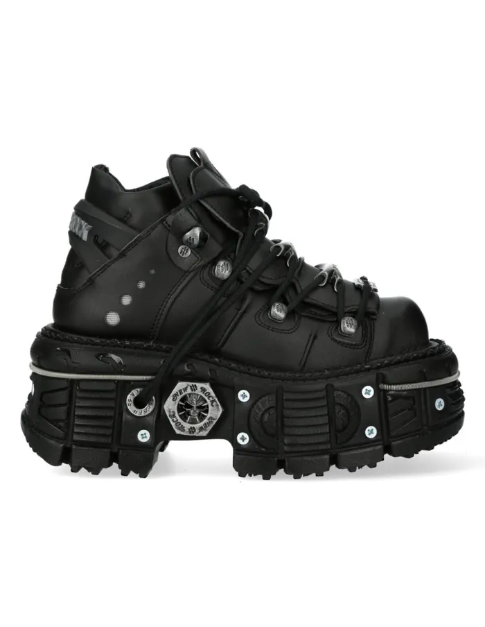 Women Ankle Boot Black Imperfect With Laces MTank006cV1 New Rock Platform Women Ankle Boot Black Imperfect With Laces MTank006cV1 New Rock Platform