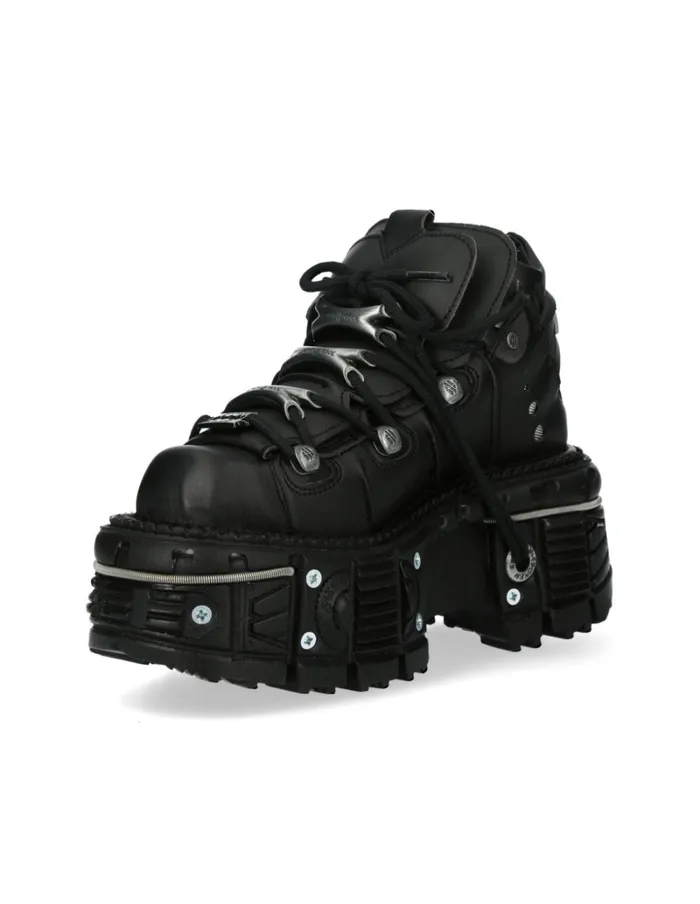 Women Ankle Boot Black Imperfect With Laces MTank006cV1 New Rock Platform Women Ankle Boot Black Imperfect With Laces MTank006cV1 New Rock Platform